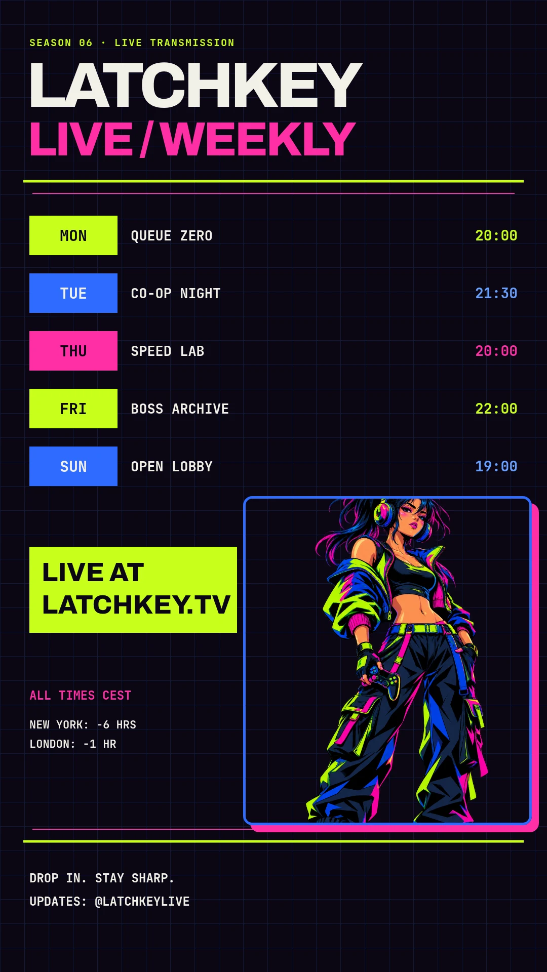Latchkey live schedule visual preview